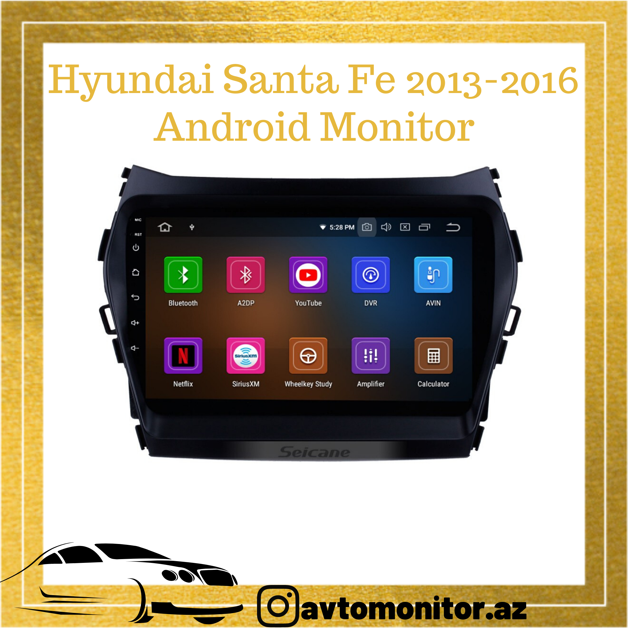 Hyundai Santa Fe 2013-2016 üçün Android Monitor- -- --